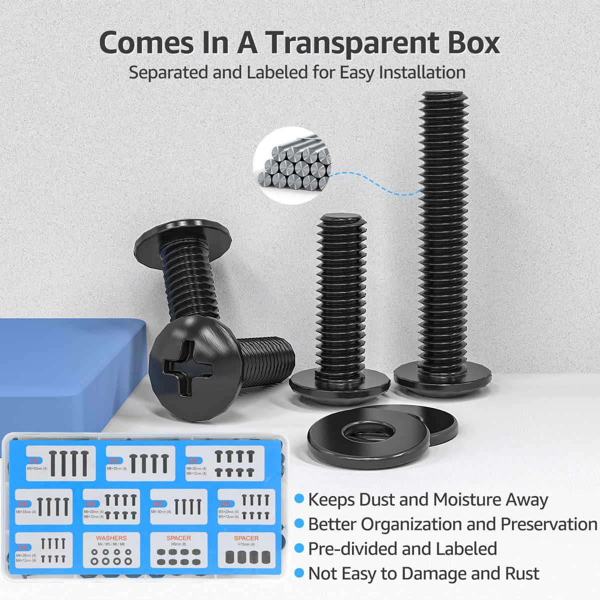 MOUNTUP Universal TV Mounting Hardware Kit Fits Most LED LCD OLED 4K TVs, Includes M4 M5 M6 M8 TV Screws, Spacers, Washers for TVs/Monitor Mounting up to 80 inches, MU0041