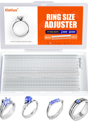 Ring Size Adjuster for Loose Rings,12 Pack-4 Sizes Invisible Transparent Silicone Guards Clip Jewelry Fitter Resizer,Fit Almost Any Ring for Women and Men