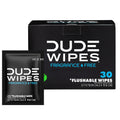 DUDE Wipes On-The-Go Flushable Wipes - 1 Pack, 30 Count - Unscented Extra-Large Individually Wrapped with Vitamin E & Aloe - Septic and Sewer Safe