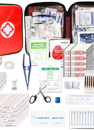 Travel-First Aid-Kit Car-Home 300PCS Survival-Kit Outdoor-Adventure - Small Portable Red Emergency Essential Sets Office Hiking Camping Business Public Must Have First Aid Gear Equipment 1st Aid