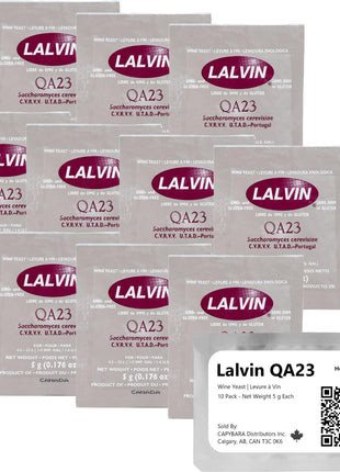 Lalvin QA23 Wine Yeast (10 Pack) - Make Wine Cider Mead Kombucha At Home - 5 g Sachets - Saccharomyces cerevisiae - Sold by CAPYBARA Distributors Inc.