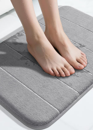 Yimobra Memory Foam Bath Mat, Super Soft Absorbent Bathroom Rug Non Slip, Quick Dry, Machine Washable Floor Carpet for Tub Shower, Home Decor Accessories, 24x17, Grey