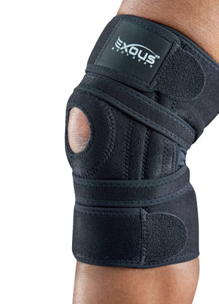 Knee Brace Meniscus Tear Support For Arthritis Acl, Mcl Pain Patented 4-way Adjustable Wraparound Strap Dual Side Stabilizer For Patella Stability Size [medium]