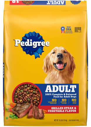 Pedigree Adult Dry Dog Food, Complete Nutrition, Grilled Steak & Vegetable Flavor, 18 lb. Bag
