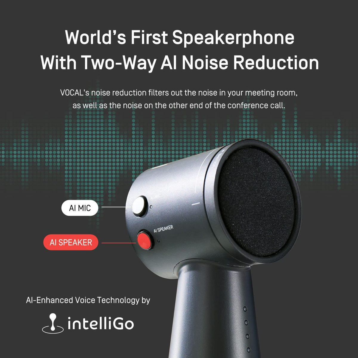 IPEVO Vocal AI Beamforming Bluetooth Speakerphone for Conferencing, Video Calls, Online Meetings, Hybrid Work, Meeting Rooms, Microphone with Noise Reduction