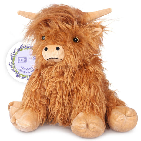 SuzziPals Weighted Highland Cow Stuffed Animals, Microwavable Heating Pad | Period Cramps Relief, Lavender Scented, hyland cow stuffed animal, Stress Relief, Bedtime Companion, Cow Gifts for Women Kids