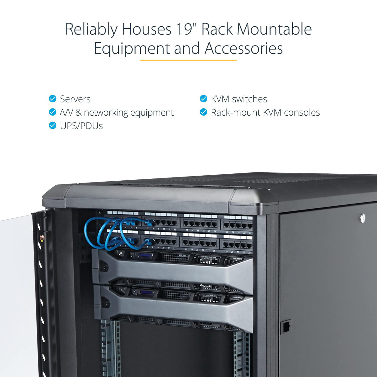 StarTech.com 4-Post 12U Server Rack Cabinet, 19" Data Rack Cabinet for IT / Network Equipment, with Adjustable Mounting Rails
