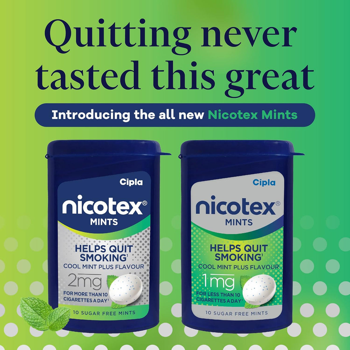 Cipla Nicotex Mints | Nicotine 1mg Lozenges | Helps Quit Smoking | Sugar Free | Cool Mint Plus Flavour