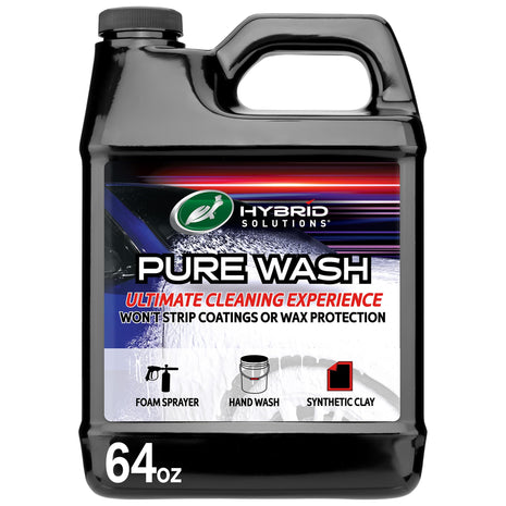 Turtle Wax 54320 Hybrid Solutions Slick-N-Slide Pure Wash, pH Neutral, Extreme Foaming Car Wash Soap, Hand Wash or Foam Cannon Application, Clay Bar Lubricant, Spot Free Clean, 64 oz. (Pack of 1)