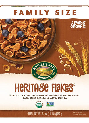Nature's Path Organic Heritage Flakes® Cereal, 33.5 oz (Pack of 1), Ancient Grains, 23g Whole Grains, Non-GMO