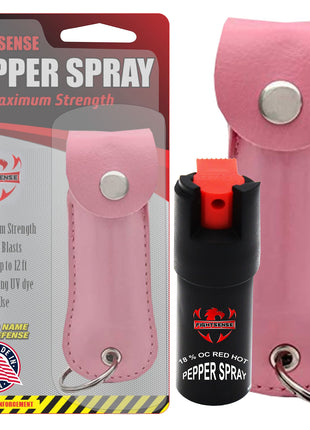 FIGHTSENSE Self Defense Pepper Spray - 1/2 oz Compact Size Maximum Strength Police Grade Formula Best Self Defense Tool for Women W/Leather Pouch Keychain