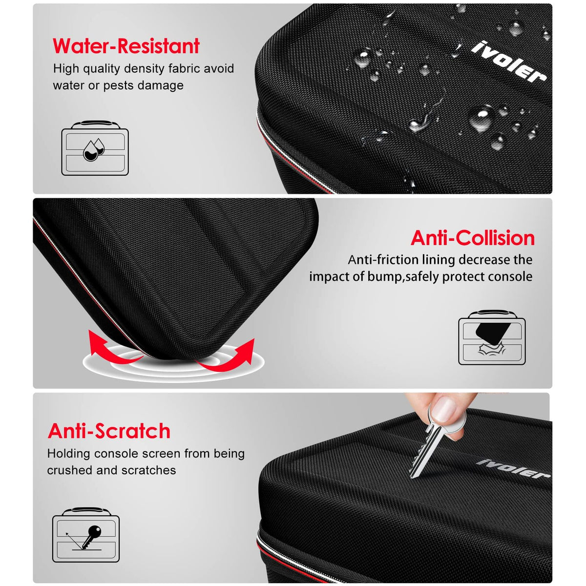 ivoler Carrying Storage Case for Nintendo Switch/For Switch OLED Model (2021),Portable Travel All Protective Hard Messenger Bag Soft Lining 18Games for Switch Console Pro Controller Accessories Black