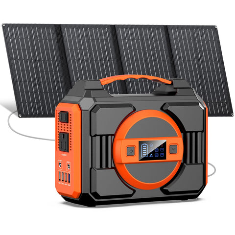 Solar Powered Generator 300W Rated, Portable Solar Generator Power Station with Solar Panels 40W Included, 220Wh Sola Power Bank with AC Outlet 110V Pure Sine Wave for Home Use Camping Outdoor