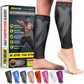 BLITZU Calf Compression Sleeves for Men and Women. Footless Compression Socks Support for Varicose Vein, Nursing, Running. Leg Sleeve Brace for Shin Splints, Pain Relief & Reduces Swelling Black L-XL
