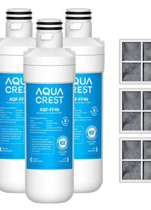 AQUA CREST LT1000PC ADQ747935 Replacement for LG® LT1000P®/PC/PCS ThinQ® Refrigerator Water Filter, LMXS28626S, LFXS26973S, MDJ64844601, ADQ74793501, ADQ74793502 and LT120F® Air Filter, 3 Combo