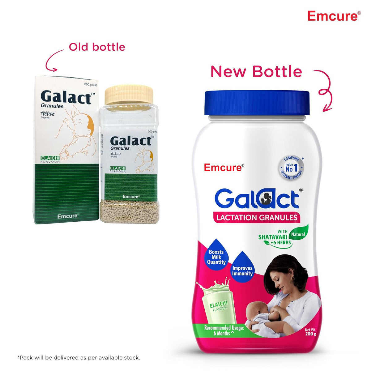 Galact Granules - Lactation Supplement with Shatavari to increase breast milk - Elaichiflavour 400g | 20 day Pack | 2 Scoops per serving with milk | From Emcure Pharmaceuticals Ltd.