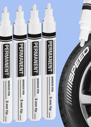ARTISTRO 5 Oil-Based Permanent Paint Markers - Medium Tip Markers for Tire, Wood, Rock, Fabric, Glass, Ceramic, Metal, Plastic, and More - Quick Dry, Waterproof, White