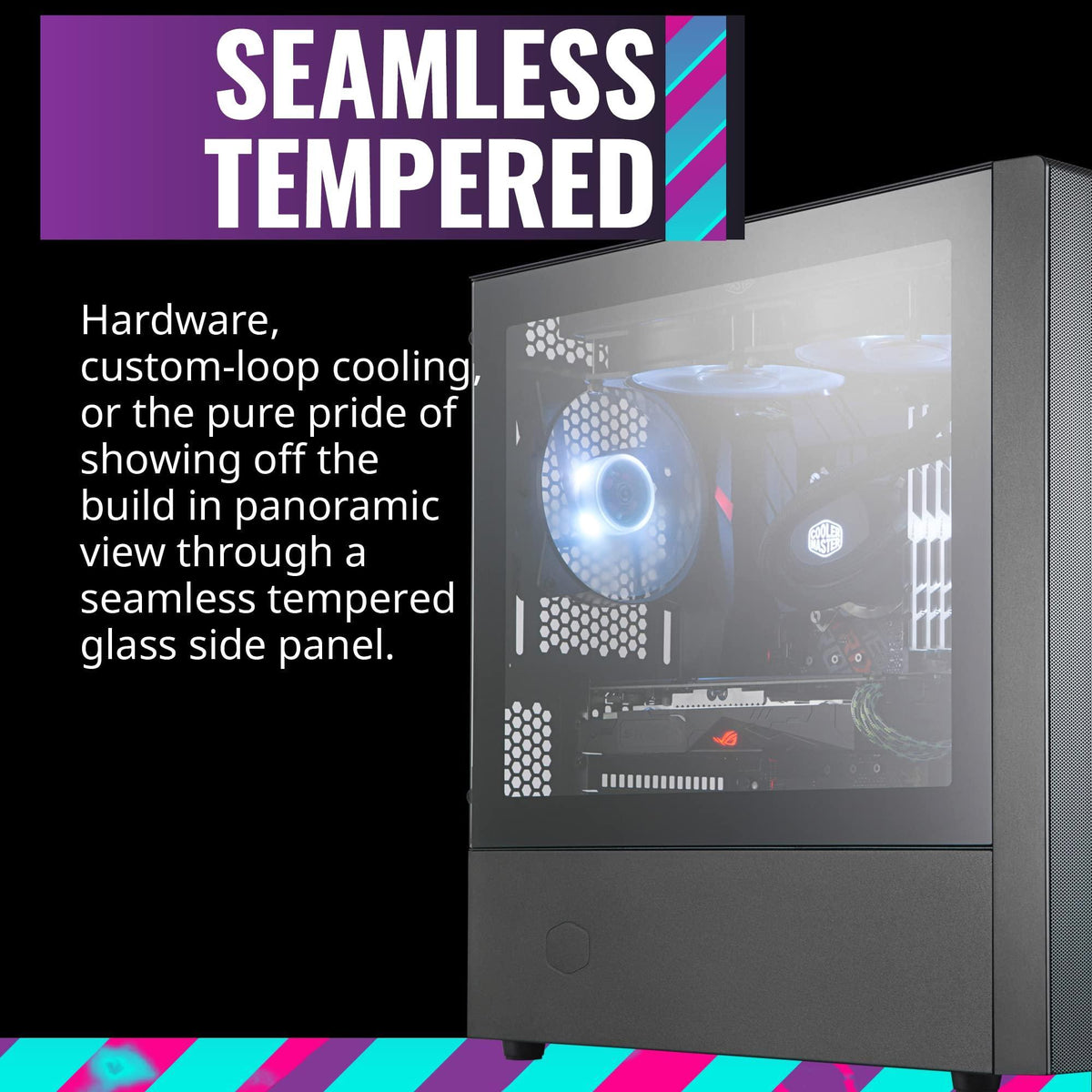 Cooler Master MasterBox NR400 Micro-ATX Tower with Front Mesh Ventilation, Minimal Design, Tempered Glass Side Panel and Single Headset Jack