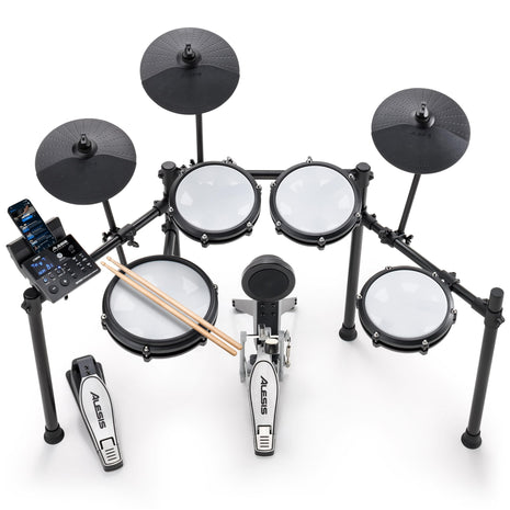 Alesis Nitro Max Electric Drum Set | 10" Dual-Zone Snare, 8" Toms, 10 "Cymbals, Quiet Mesh Heads, Bluetooth, 440+ BFD Sounds, USB MIDI, Drumeo, for Beginners