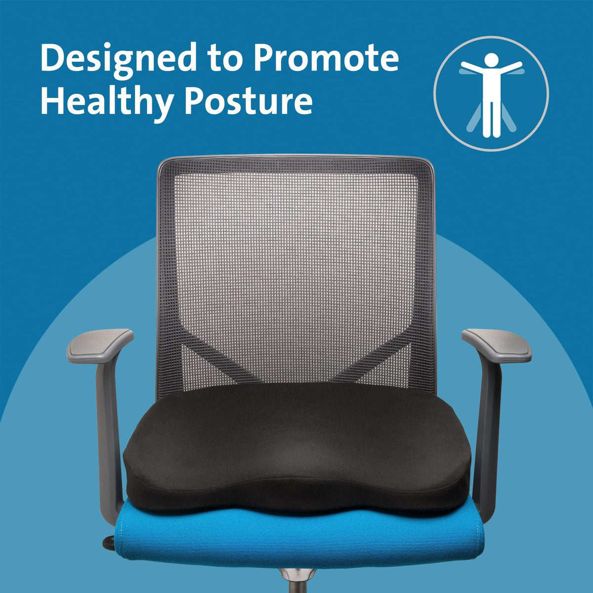 Kensington Seat Cushion for Office, Desk Chair Cushion, Car Seat Cushion, Pain Relief Memory Foam Seat Rest, Computer Chair Pad, Ergonomic Office Chair Cushion, Chair Pillow, Black K55805WW 410x470x72