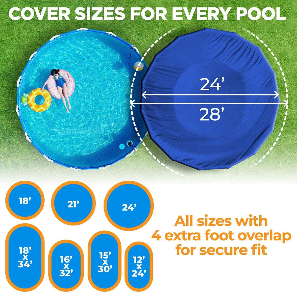 24 Ft Round Premium Heavy-Duty Winter Pool Cover - Royal Blue, Extra Thick and Durable, Tear-Proof, UV-Resistant, Reinforced Edges, Easy Install, All-Season Protection for Above Ground Pools