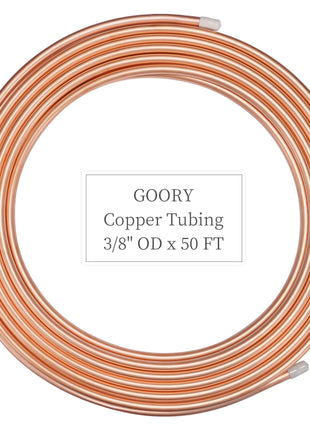 GOORY Copper Tubing 3/8" OD x 0.328" ID x 50 FT - 99.9% C12200 Pure ACR Tube - ASTM B280 Refrigeration T2 Copper Tube Soft Coil - Round Seamless Tubing for HVAC System Refrigerator Industry DIY