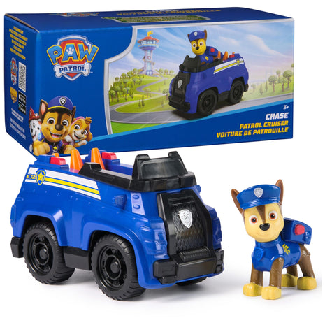 Paw Patrol, Chase's Patrol Cruiser, Toy Car with Collectible Action Figure | Action Rescue Vehicle, Clip Into Driver's Seat, Rolling Wheels, Sustainably Minded, Kids Toys for Boys & Girls Ages 3+
