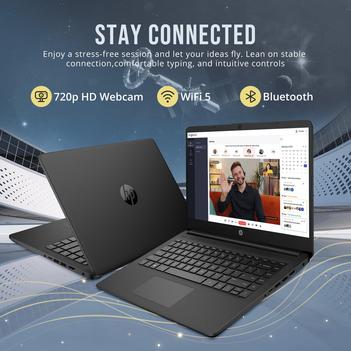 HP Stream 14" HD BrightView Laptop, Intel Celeron N4120, 16GB RAM, 288GB Storage (128GB eMMC + 160GB Docking Station Set), Intel UHD Graphics, 720p Webcam, Wi-Fi, 1 Year Office 365, Win 11 S, Black