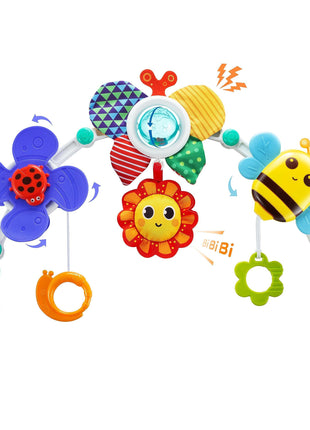 Adjustable Arch Bassinet Toys for Infant & Toddlers, Stroller Arch, Baby Crib Toys with Fascinating Hanging for Stimulating Baby's Senses and Developing Motor Skills