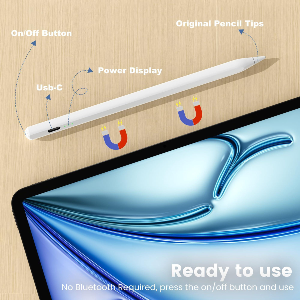 Pencil for Apple iPad A16 10th Generation, Fast Charge Stylus Pen for 2025-2018 iPad A16/11-6th Gen, Air 11"/13" M3/M2/5th-3rd, Pro 13"/11"/M4/12.9", Mini A17 Pro/6/5th Palm Rejection Tilt Sensitivity