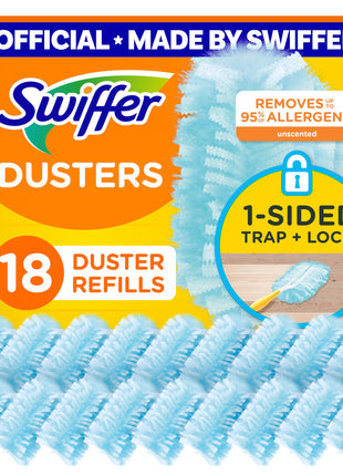 Swiffer Dusters Refill for Cleaning, Made by SWIFFER, Feather & Microfiber Duster Disposable Alternative, for Dusting Furniture, Blinds, Ceiling Fans, Walls, Helps Remove Allergens, Unscented, 18ct