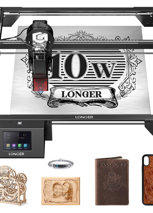 LONGER Laser Engraver Ray5 10W, 60W DIY Laser Cutter and Laser Engraving Machine with 3.5" Touch Screen,0.06mm Laser Spot 10000mm/min, Offline Usage CNC Laser Engravers for Wood Metal Acrylic Glass