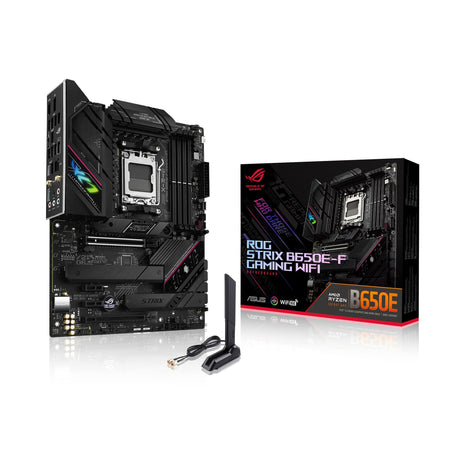 ASUS ROG Strix B650E-F Gaming WiFi AMD B650 AM5 RyzenTM Desktop 9000 8000 & 7000 ATX Motherboard, 12+2 Power Stages, DDR5, 3X M.2 Slot, PCIe 5.0, WiFi 6E, 2.5G LAN, USB 3.2 Gen 2x2 Type-C, Aura Sync