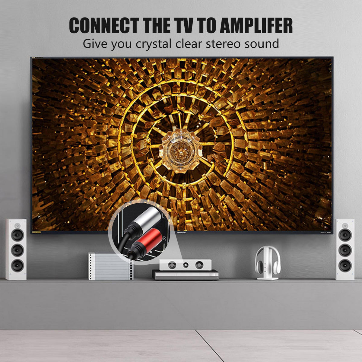 Tan QY 2RCA to 2RCA Cable 3Ft, Gold-Plated 2 RCA Male to 2 RCA Male Stereo Audio Cable for Home Theater, HDTV, Gaming Consoles, Hi-Fi Systems (3Ft/1M)