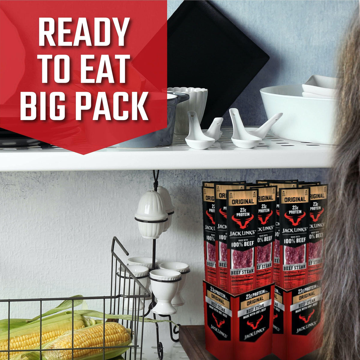 Jack Link's Beef Steak, Original - Protein Snacks, Meat Snack with 23g of Protein, Made with 100% Beef, Individually Wrapped Bulk Snack Pack, Keto Friendly - 2 Oz. (12 Count)