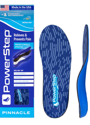 PowerStep Pinnacle Insoles, Orthotics for Plantar Fasciitis Relief, Made in USA Orthotic Insoles, Arch Support Inserts with Moderate Pronation, #1 Podiatrist Recommended (M 6-6.5, W 8-8.5)