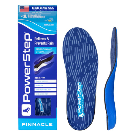 PowerStep Pinnacle Insoles, Orthotics for Plantar Fasciitis Relief, Made in USA Orthotic Insoles, Arch Support Inserts with Moderate Pronation, #1 Podiatrist Recommended (M 6-6.5, W 8-8.5)