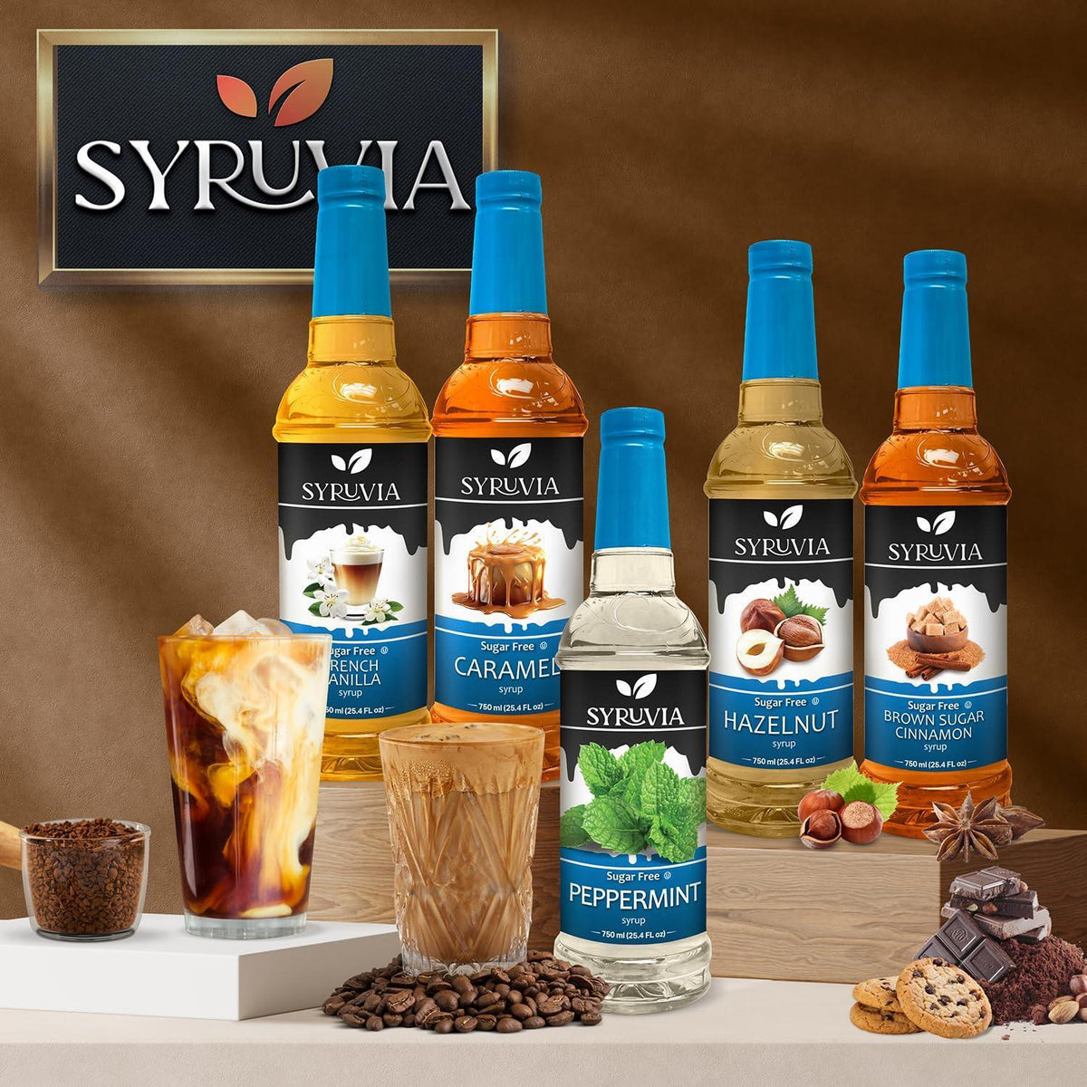 Syruvia Sugar-Free Lavender Syrup - 25.4 fl oz. Premium Coffee Flavoring Syrup. 0 Calories, Kosher, and Gluten-Free. Perfect for Drinks, Sodas, Shakes, Desserts, and More.