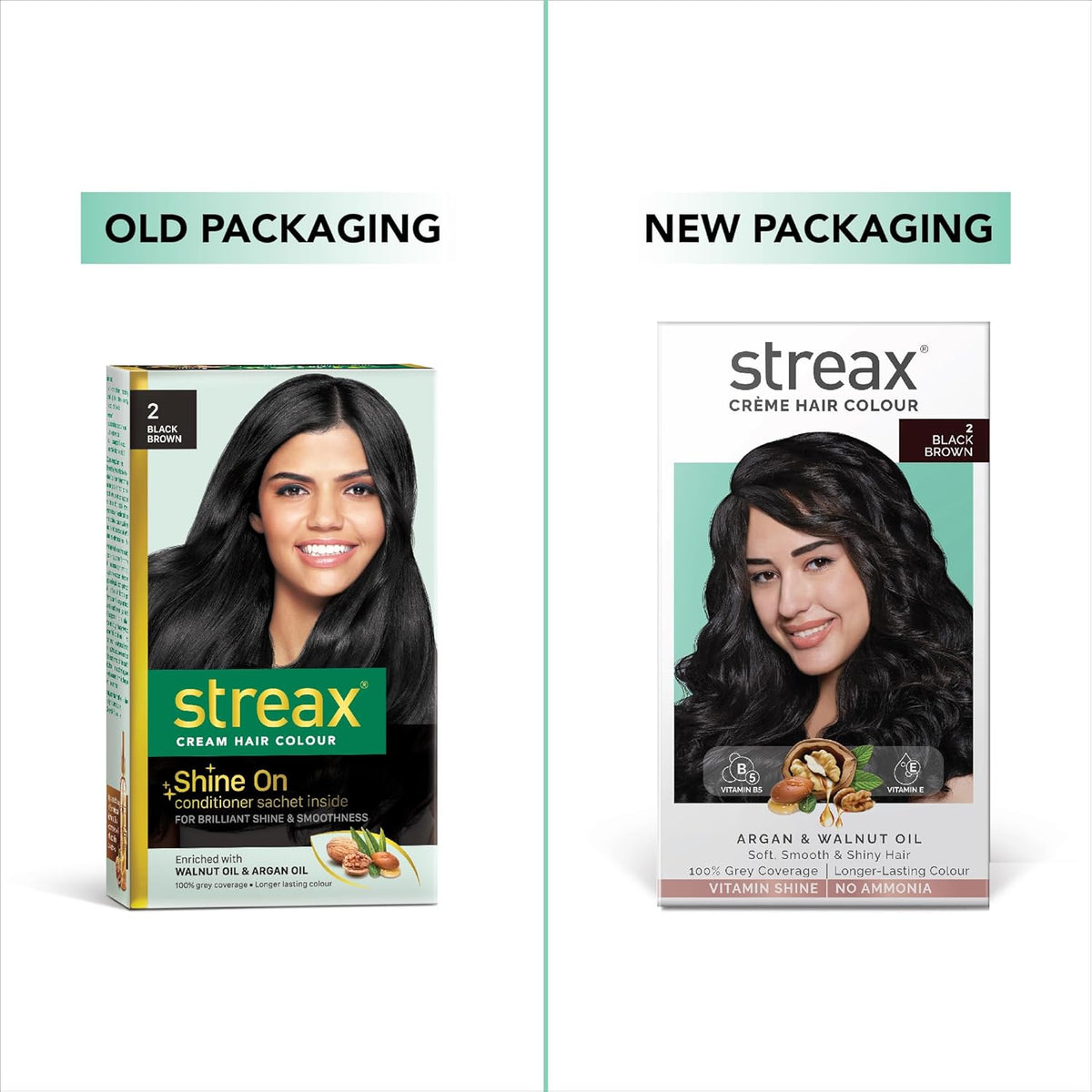 Streax Permanent Hair Colour, 100% Grey coverage, Infused with Argan and Walnut Oil, Long Lasting Cream Hair Colour for Women, Brown Hair Colour, 3 Dark Brown, 120 ml, Pack of 2