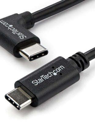 StarTech.com Right Angle USB-C Cable - 1m / 3 ft - Reversible - M/M - USB Type C Cable - USB-C Charge Cable - USB C to USB C Cable (USB2CC1MR), Black