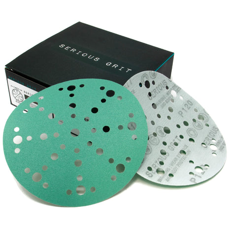 6-Inch 49-Hole P120 Grit Sanding Discs - 50 Pack Box | Fits Festool ETS / RO 150 Sanders - Heavy-Duty Hook & Loop Wet/Dry Film Sandpaper For Wood, Auto Body, Paint, Metal, & More