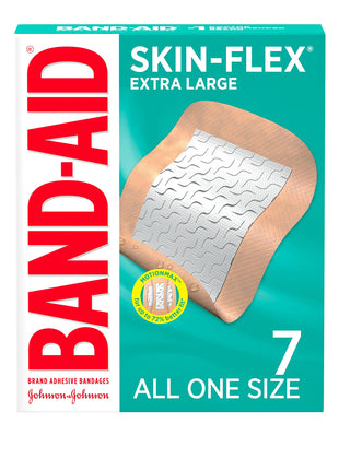 BAND-AID Brand Skin-Flex Adhesive Bandages for First Aid and Wound Care of Minor Cuts and Scrapes & Burns, Flexible Sterile Bandages for Fingers & Knees, Extra Large, All One Size, 7 ct