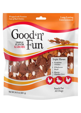Good 'n' Fun Kabobs Long-Lasting Dog Treat, With Real Proteins, Beef Hide and Premium Chicken, Supports Dental Health, Mental Stimulation, 24 oz