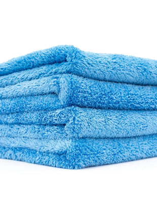 The Rag Company - Eagle Edgeless 500 (4-Pack) Professional Korean 70/30 Blend Super Plush Microfiber Detailing Towels, 500GSM, 16in x 16in, Blue