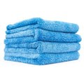 The Rag Company - Eagle Edgeless 500 (4-Pack) Professional Korean 70/30 Blend Super Plush Microfiber Detailing Towels, 500GSM, 16in x 16in, Blue