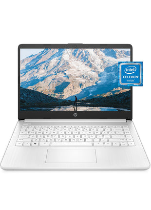 HP 14 Laptop, Intel Celeron N4020, 4 GB RAM, 64 GB Storage, 14-inch Micro-edge HD Display, Windows 11 Home, Thin & Portable, 4K Graphics, One Year of Microsoft 365 (14-dq0040nr, Snowflake White)