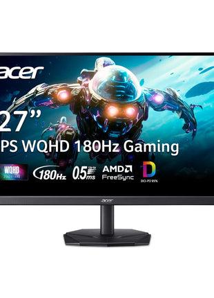 acer Nitro 27 Inch QHD 2560 x 1440 IPS Gaming Monitor | AMD FreeSync | Up to 180Hz Refresh | Up to 0.5ms | DCI-P3 95% | HDR 10 Support | One Display Port 1.2 & Two HDMI 2.0 | KG271U N3bmiipx