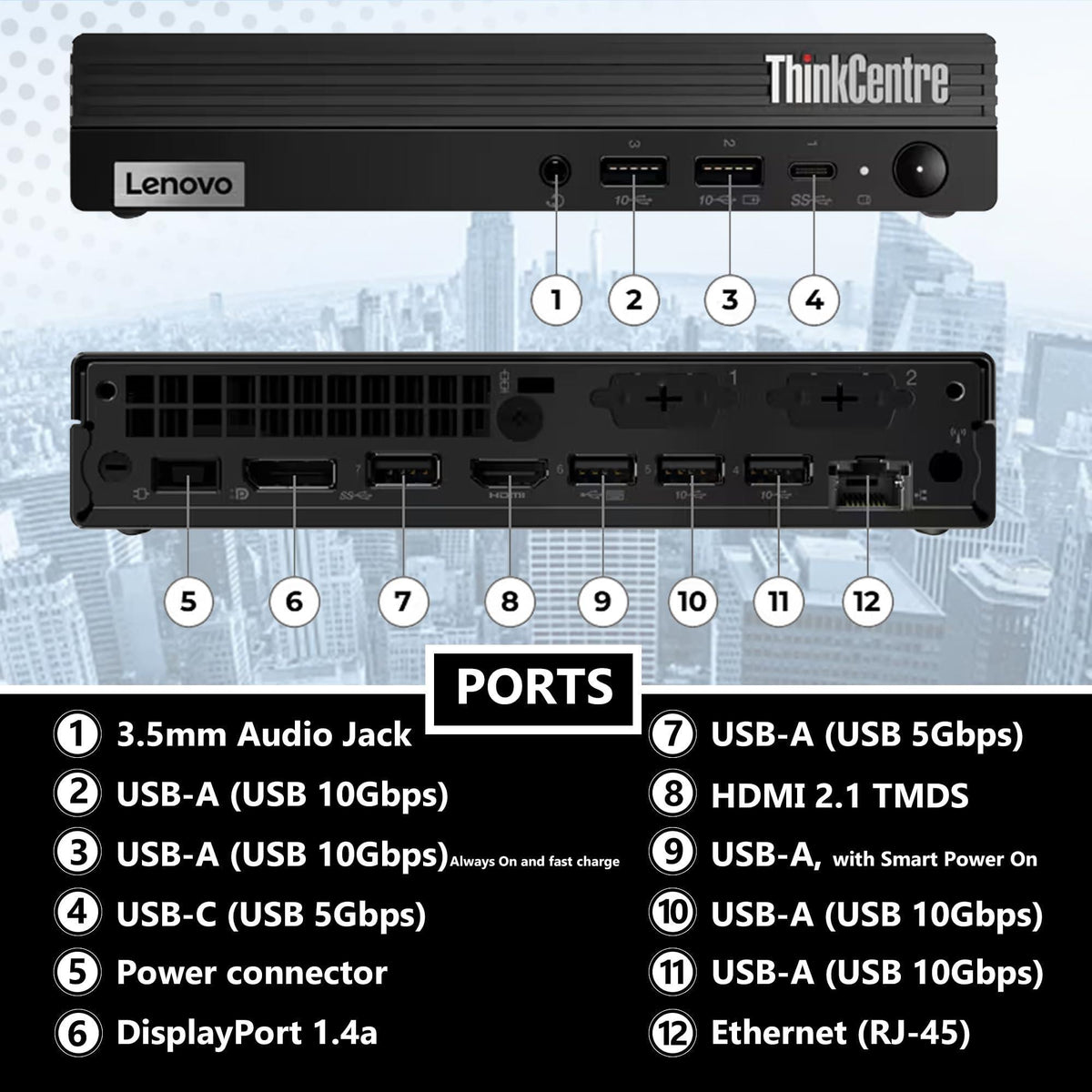 Lenovo ThinkCentre Tiny M70q Gen 5 Intel 10-Core i5-14400T (Beat i7-13700T), 16GB DDR5 RAM, 512GB NVMe, WiFi 6E, Bluetooth, RJ-45, DP Port, HDMI, W11P, Business Desktop, 3 Yr Wty