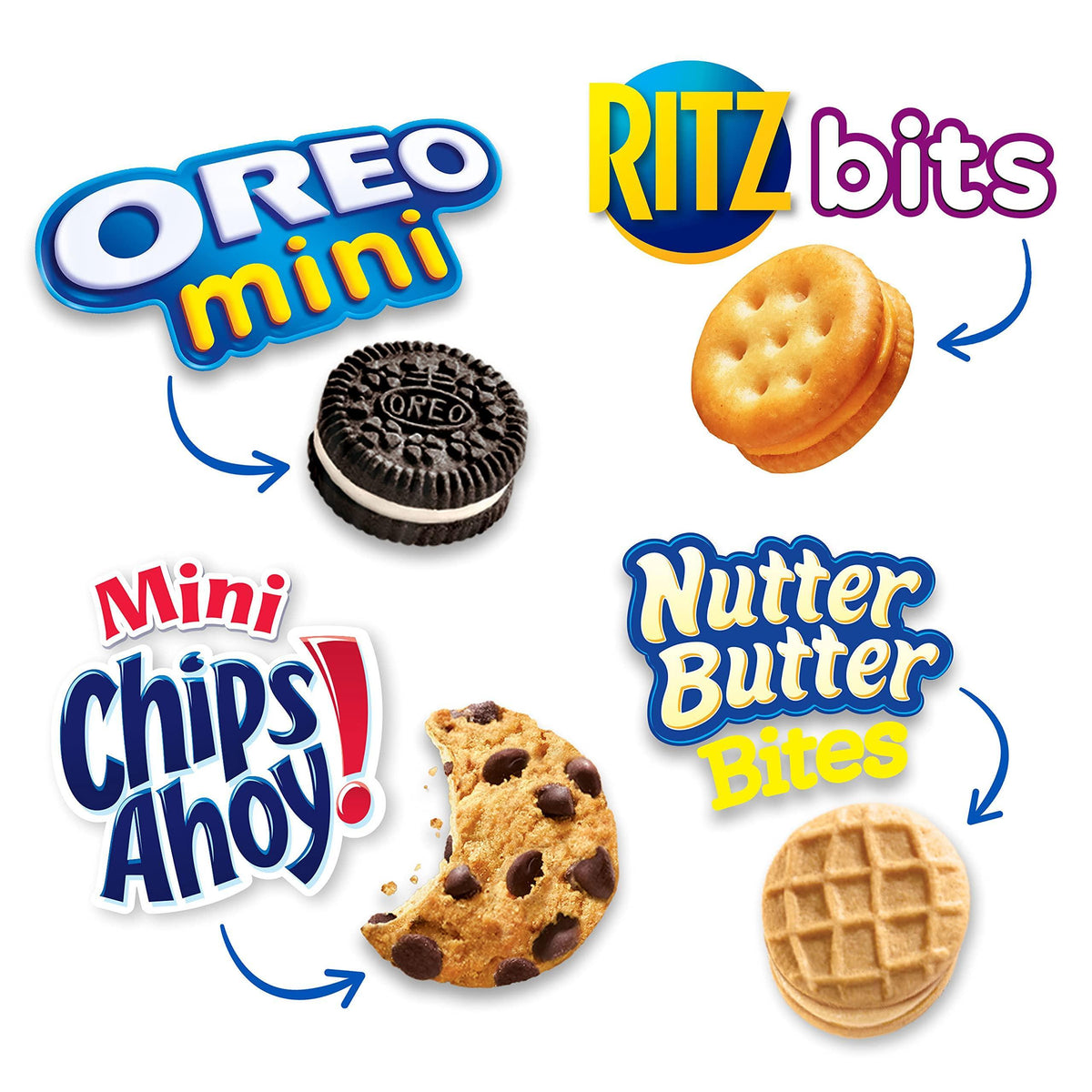 Nabisco Classic Mix Variety Pack, OREO Mini, CHIPS AHOY! Mini, Nutter Butter Bites, RITZ Bits Cheese, School Snacks, 20 - 1 oz Snack Packs
