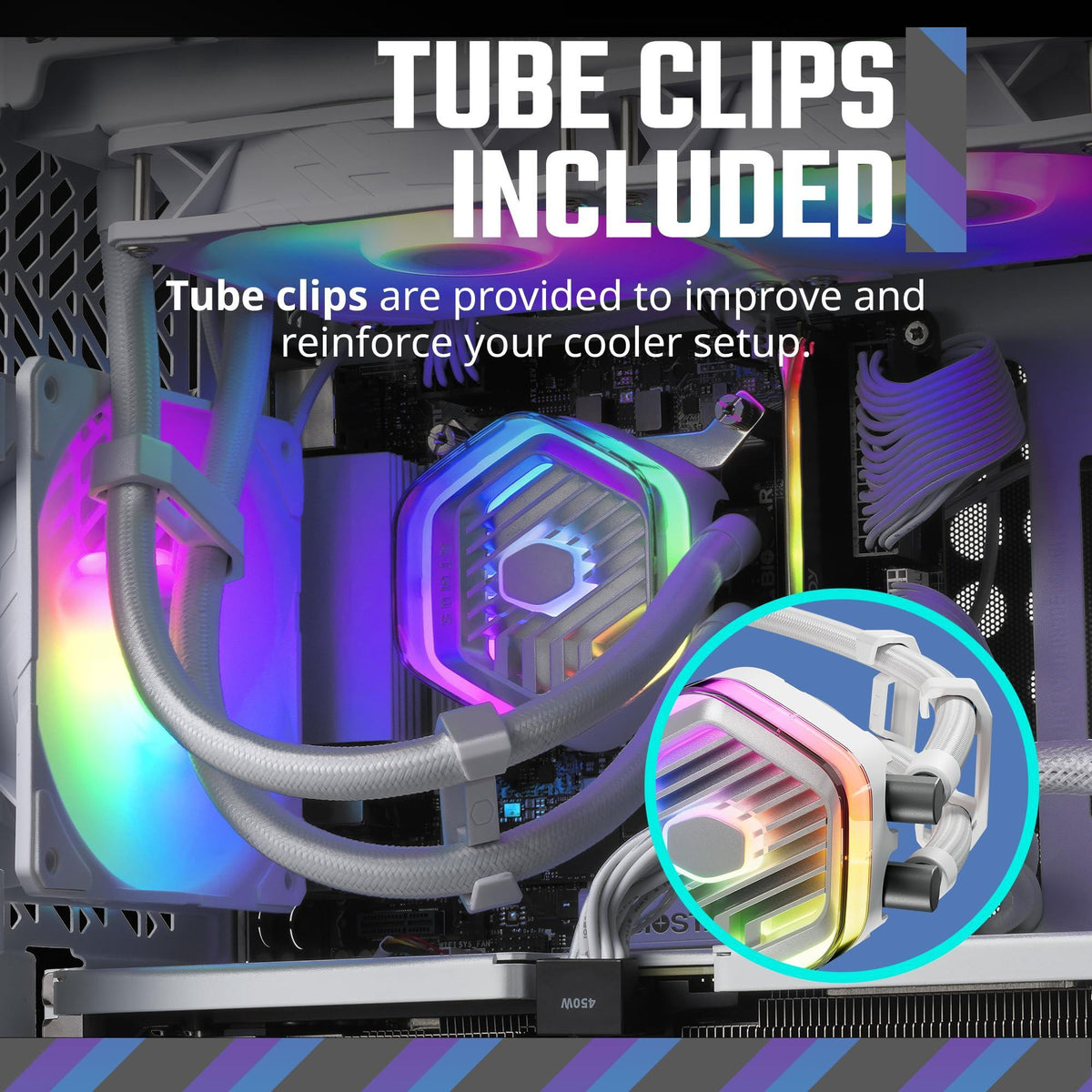 Cooler Master 240 Atmos White High Performance Close-Loop AIO Liquid Cooler, R9|i7 Dual Chamber Pump, Customize Cover, Sickleflow Edge PWM, aRGB Lighting, AMD Ryzen AM5|4, Intel LGA 1851|1700 Platform